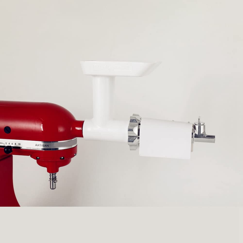 Meat Grinder Attachment for Mixers, White & Silver G4449