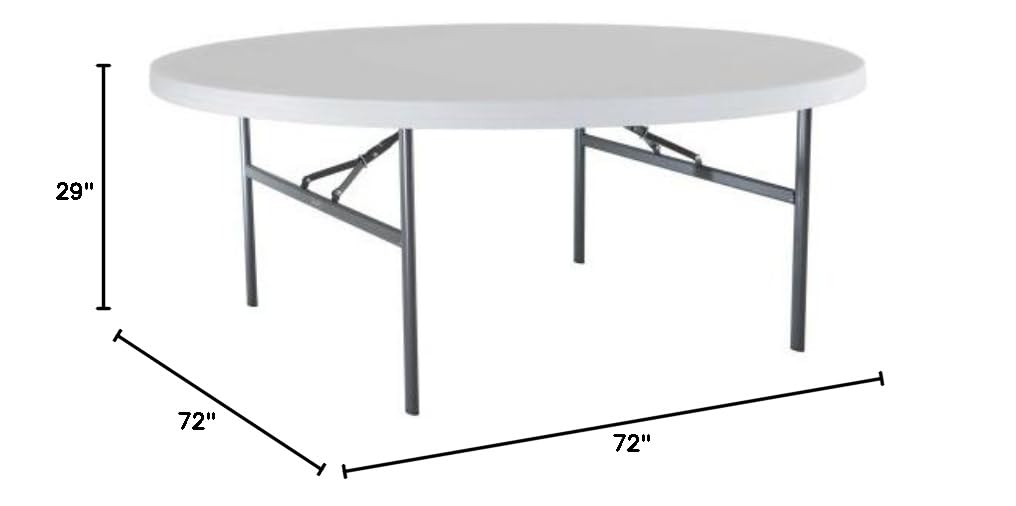 Folding Round Table 6 Foot White Granite W762