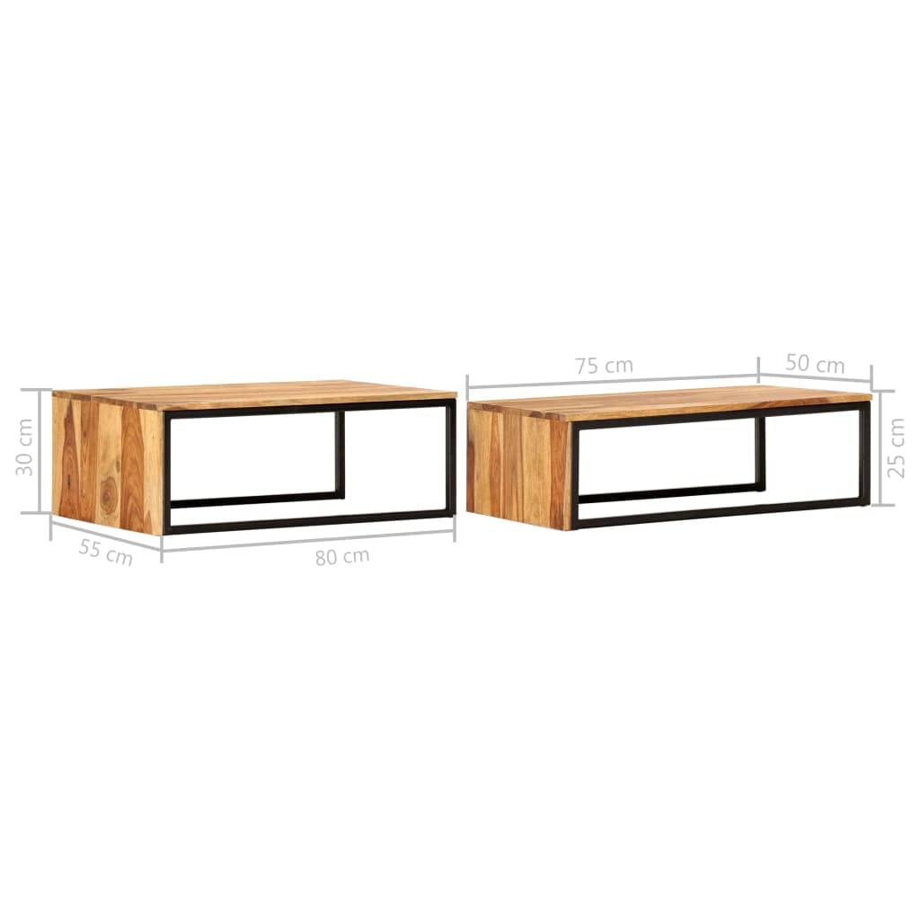2 pcs Square Wood Nesting Tables G2062