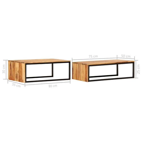 2 pcs Square Wood Nesting Tables G2062