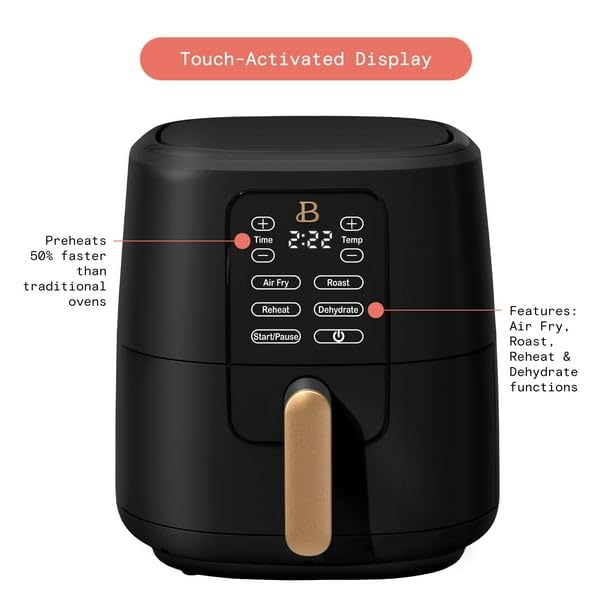 6 Qt Air Fryer with Touch-Activated Display, Black I471