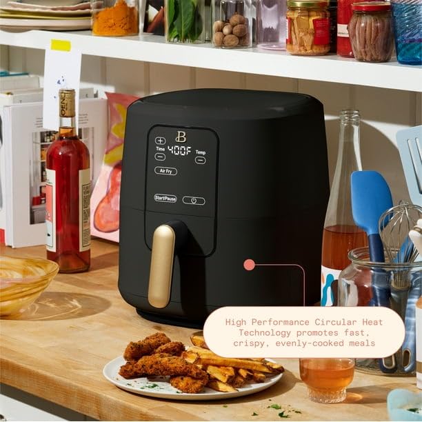 6 Qt Air Fryer with Touch-Activated Display, Black I471