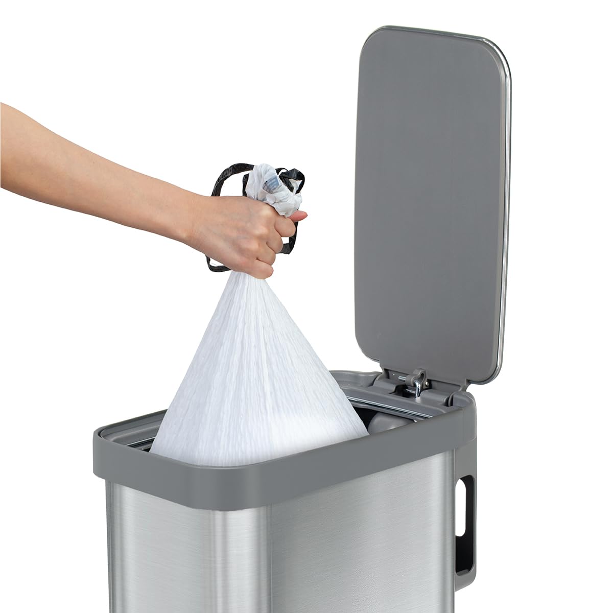 Narrow 12 Gallon Stainless Steel Step Trash Can with Soft Close Lid E823450