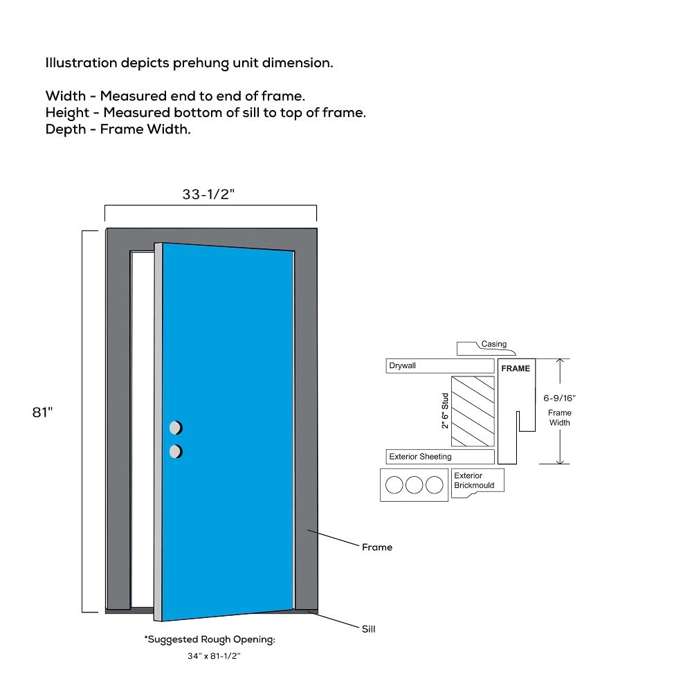 Steel Left Hand Outswing Prehung Door 32"x80" U323