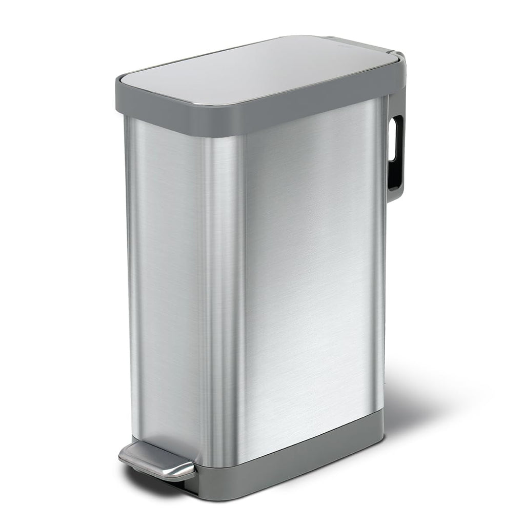 Narrow 12 Gallon Stainless Steel Step Trash Can with Soft Close Lid E823450