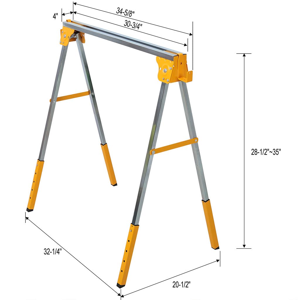 2 Pack Adjustable Steel Saw Horses 2600 Lbs C2283