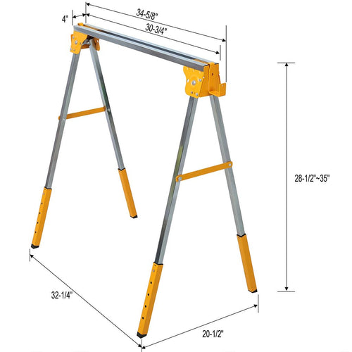 2 Pack Adjustable Steel Saw Horses 2600 Lbs C2283