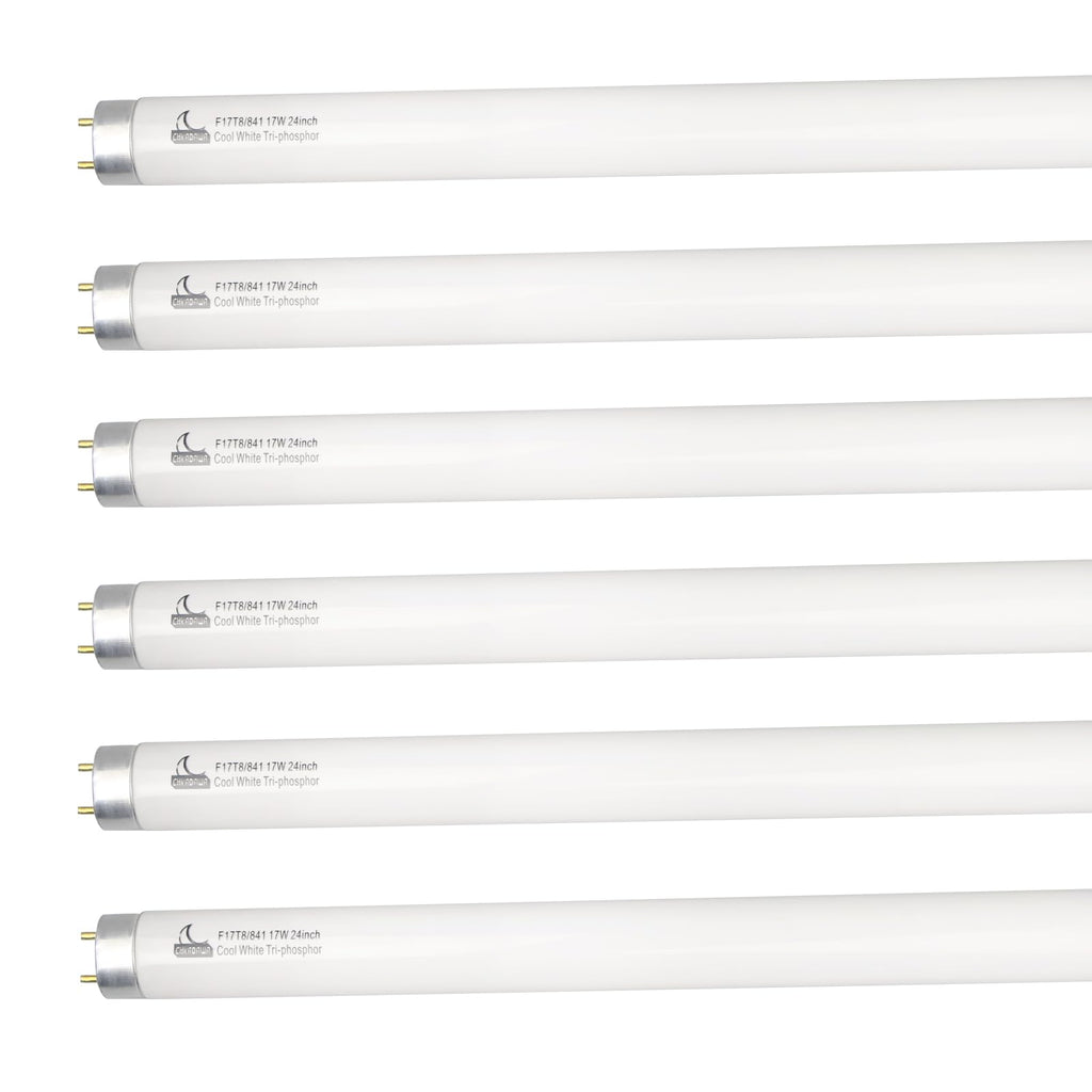 24 Inch 2 Ft T8 17W Cool White 4100K Fluorescent Tube 6 Pack Z5556