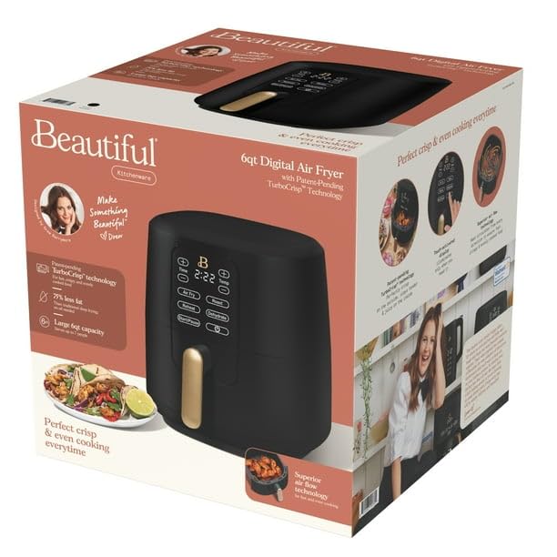 6 Qt Air Fryer with Touch-Activated Display, Black I471