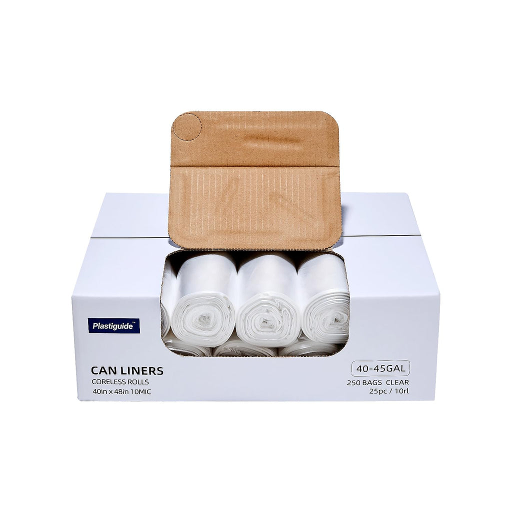 Clear 40-45 Gallon Trash Can Liners, 250 Count P49152