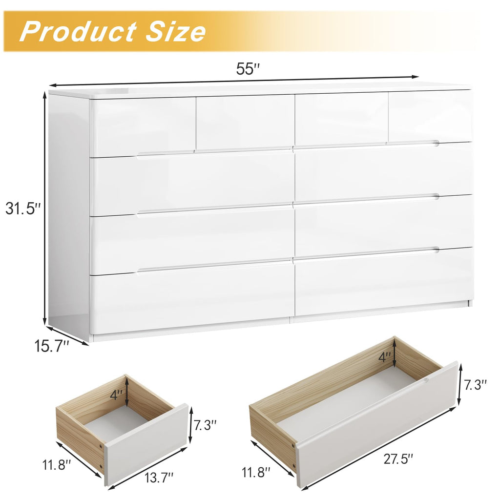 White 10 Drawer Dresser D641869