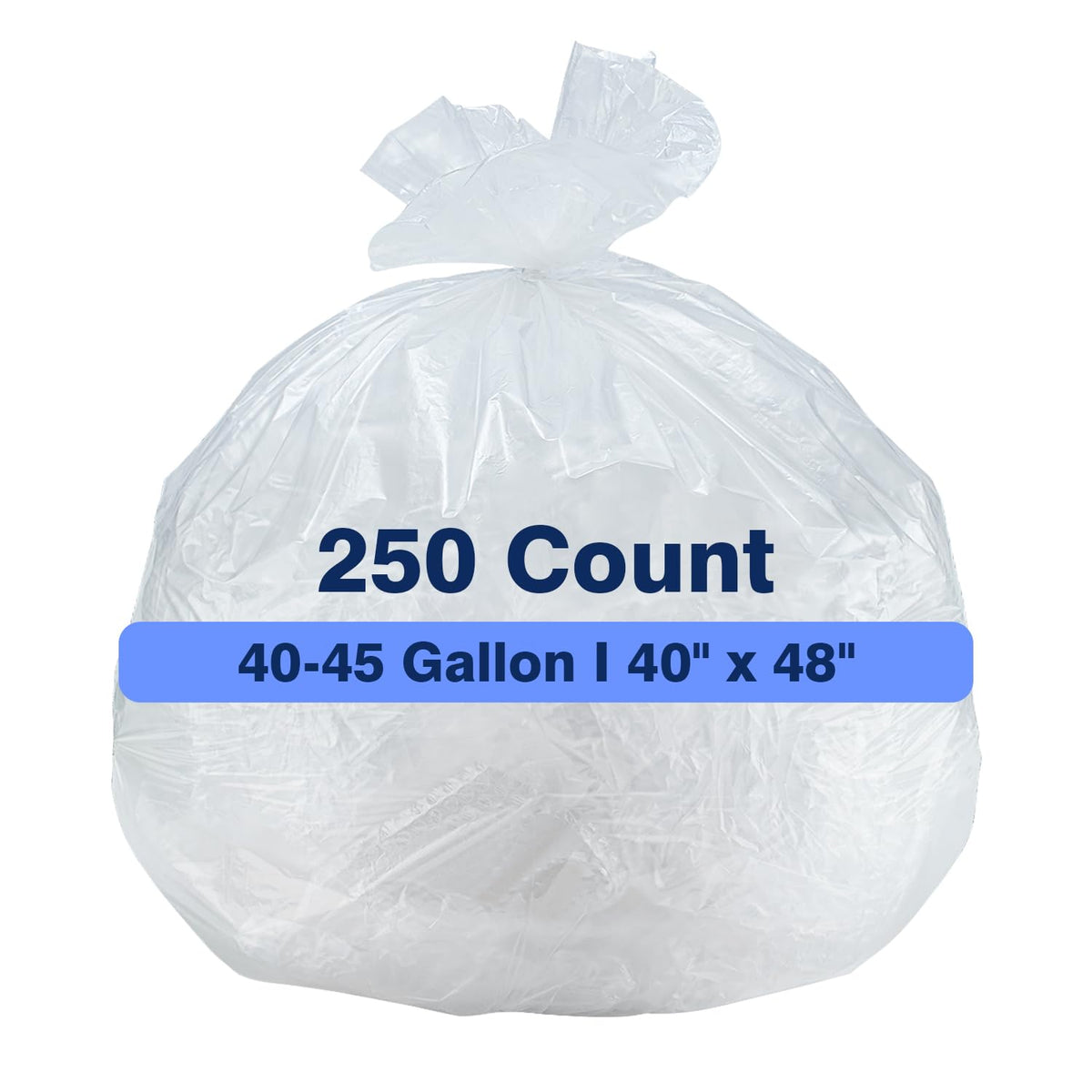 Clear 40-45 Gallon Trash Can Liners, 250 Count P49152