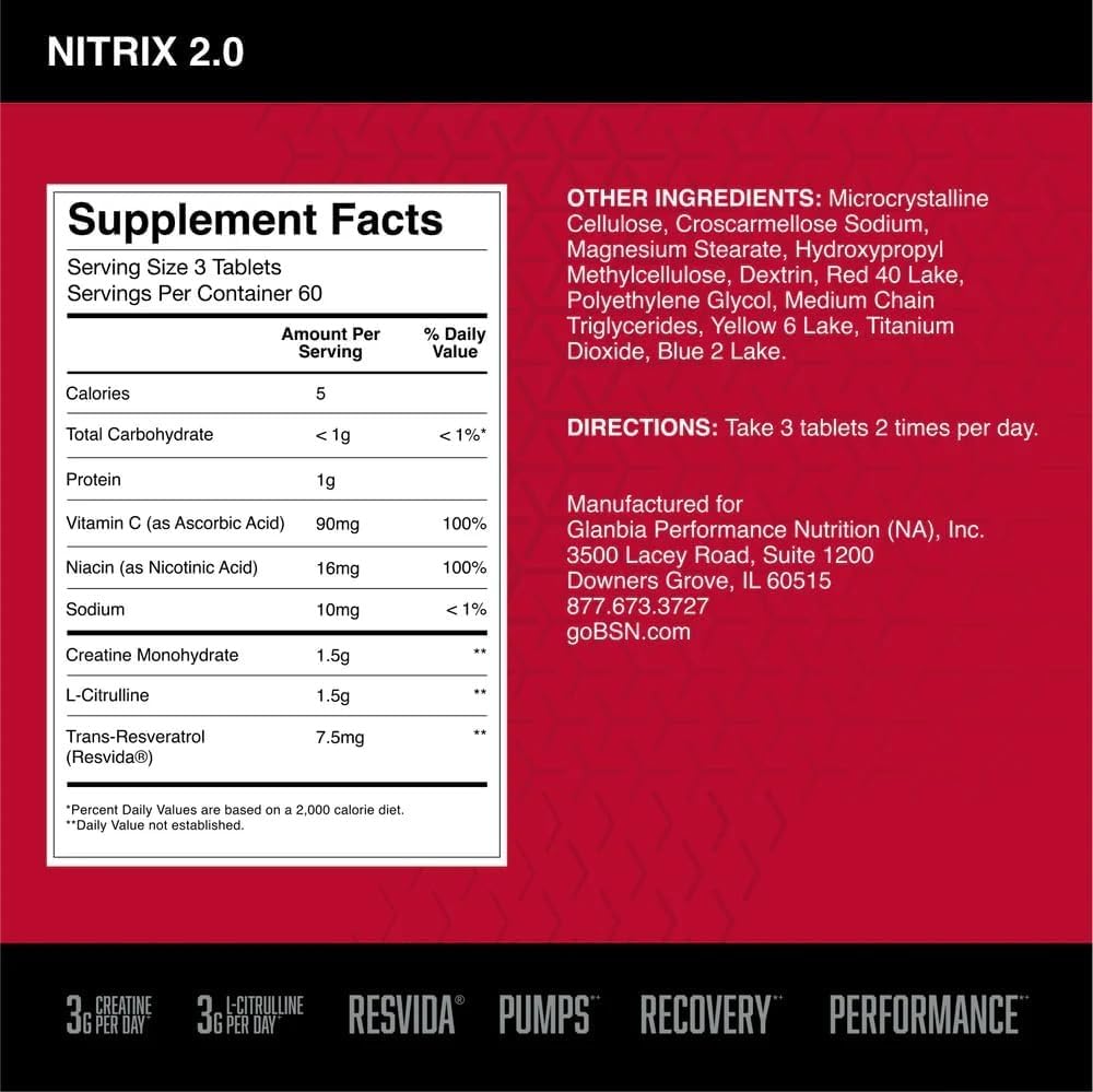 Nitric Oxide Workout Supplement, 180 Tablets C168