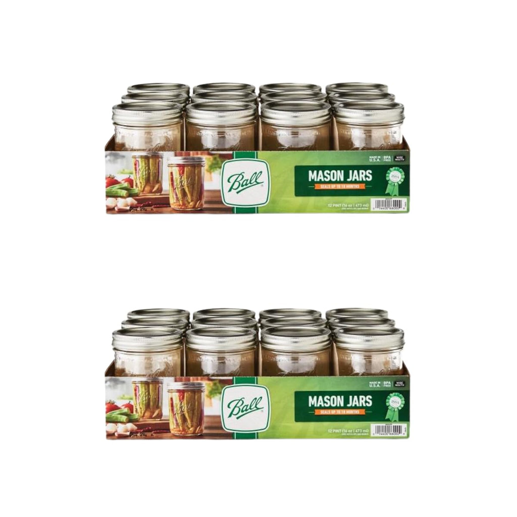 Glass Mason Jar with Lids and Bands, Wide Mouth, 16 OZ (24 Pack) K169