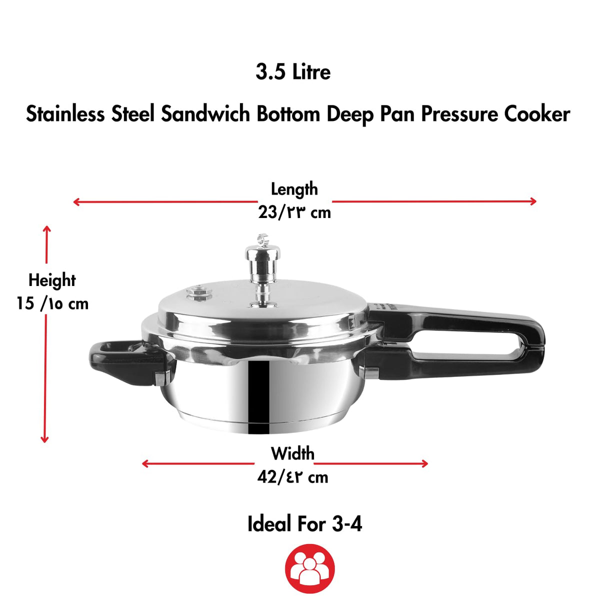 Stainless Steel 3 Litres Pressure Pan with Lid O58569