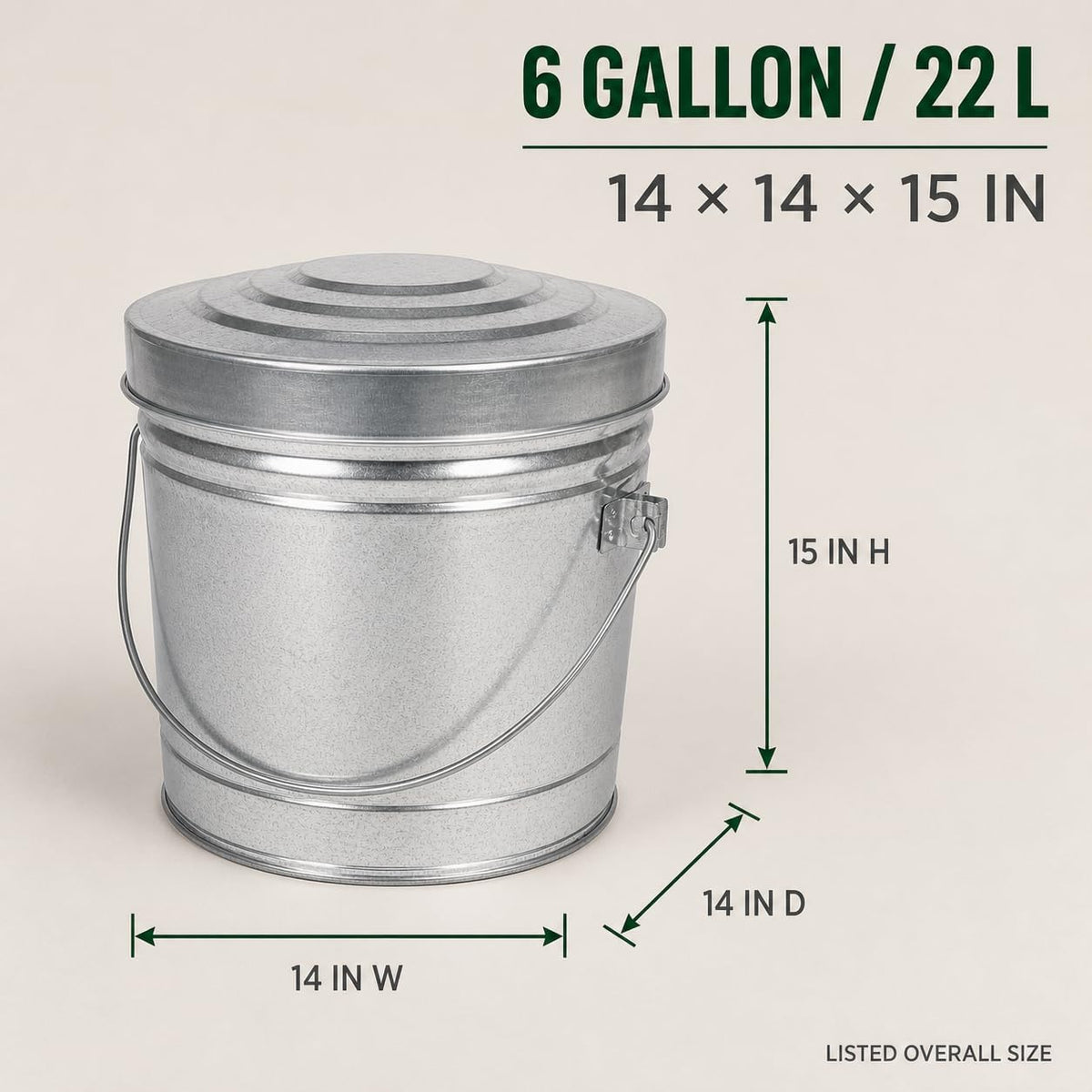 6 Gal Galvanized Steel Storage Can with Locking Lid J658982