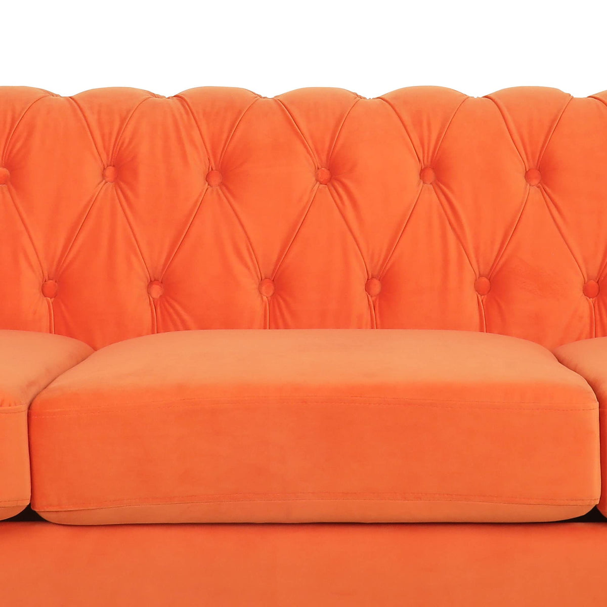 Orange Velvet 3 Seater Sofa Q107512