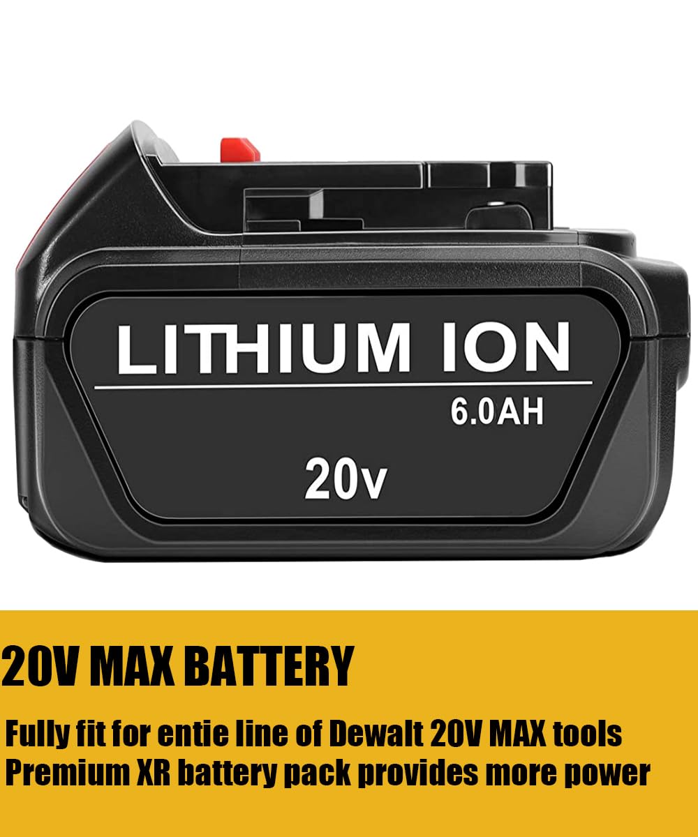 2 Pack 6.0Ah Replace Battery for 20V MAX Cordless Power Tools Z65888