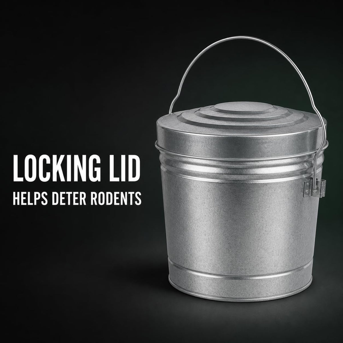 6 Gal Galvanized Steel Storage Can with Locking Lid J658982