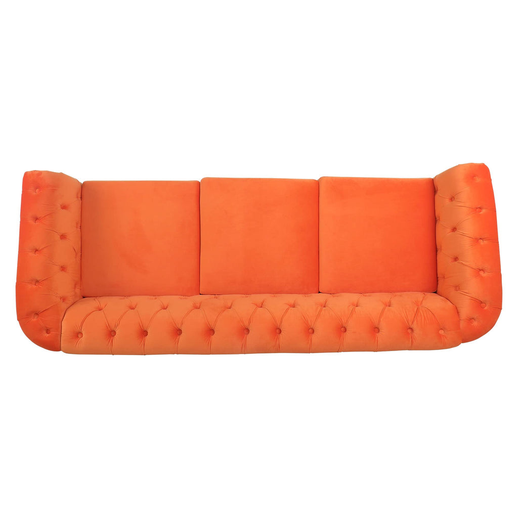 Orange Velvet 3 Seater Sofa Q107512