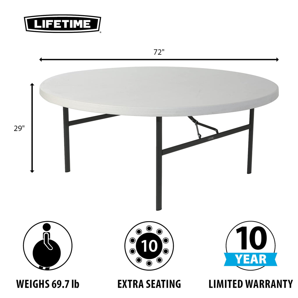 Folding Round Table 6 Foot White Granite W762