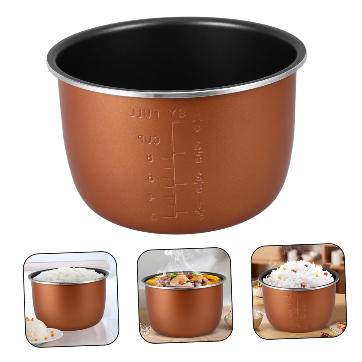 Non Stick Electric Cooker Inner Pot Aluminum Alloy Brown Y38597
