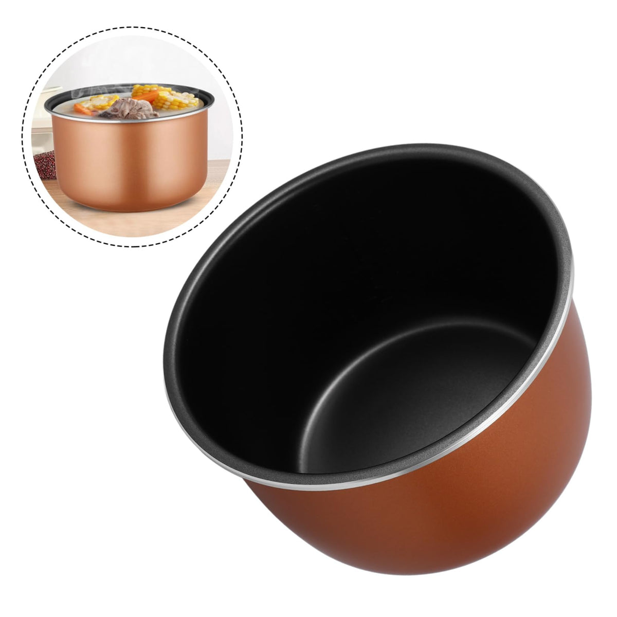 Non Stick Electric Cooker Inner Pot Aluminum Alloy Brown Y38597