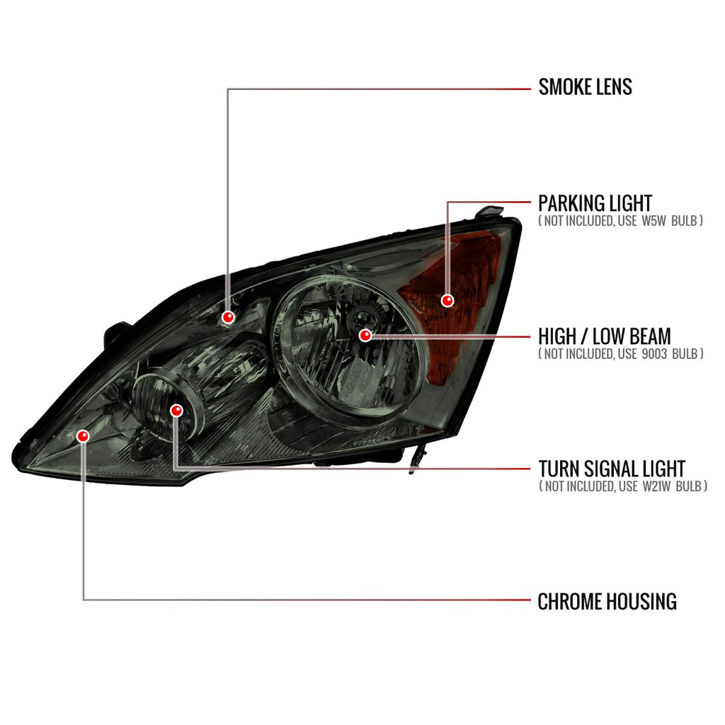 Chrome Housing Smoke Lens Headlights K9930