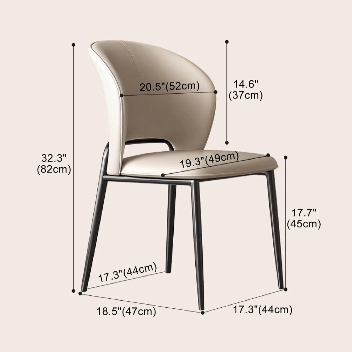 Black Faux Leather Dining Chairs with Metal Legs S579734