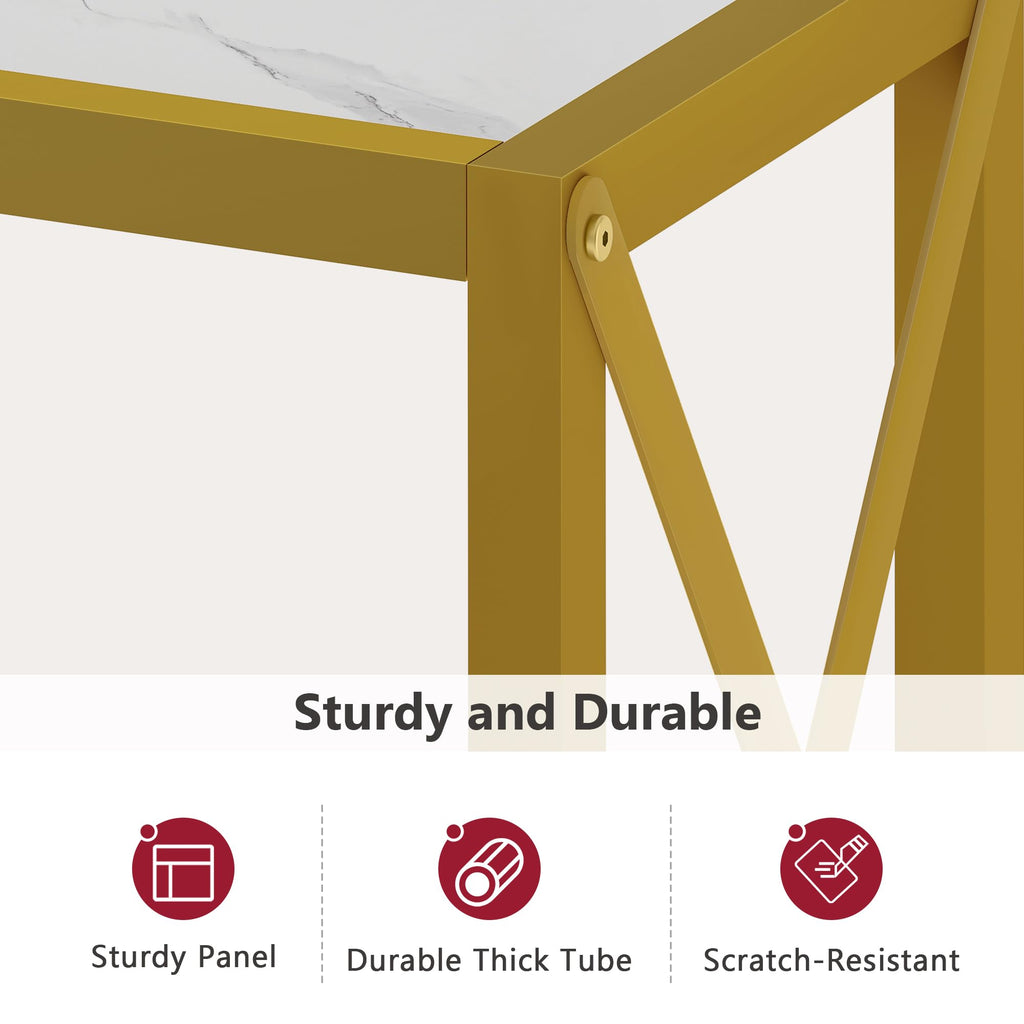 41.8" 2 Tier Gold Console Table with Shelves H524