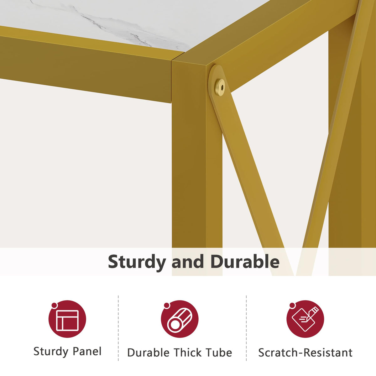 41.8" 2 Tier Gold Console Table with Shelves H524