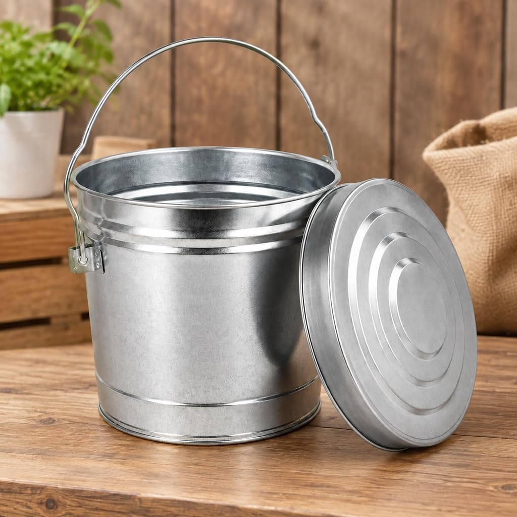 6 Gal Galvanized Steel Storage Can with Locking Lid J658982