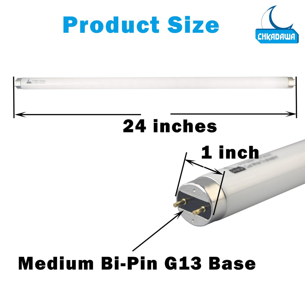 24 Inch 2 Ft T8 17W Cool White 4100K Fluorescent Tube 6 Pack Z5556