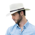 Panama Hat Teardrop Shape Recycled Leather Toquilla Straw K107877
