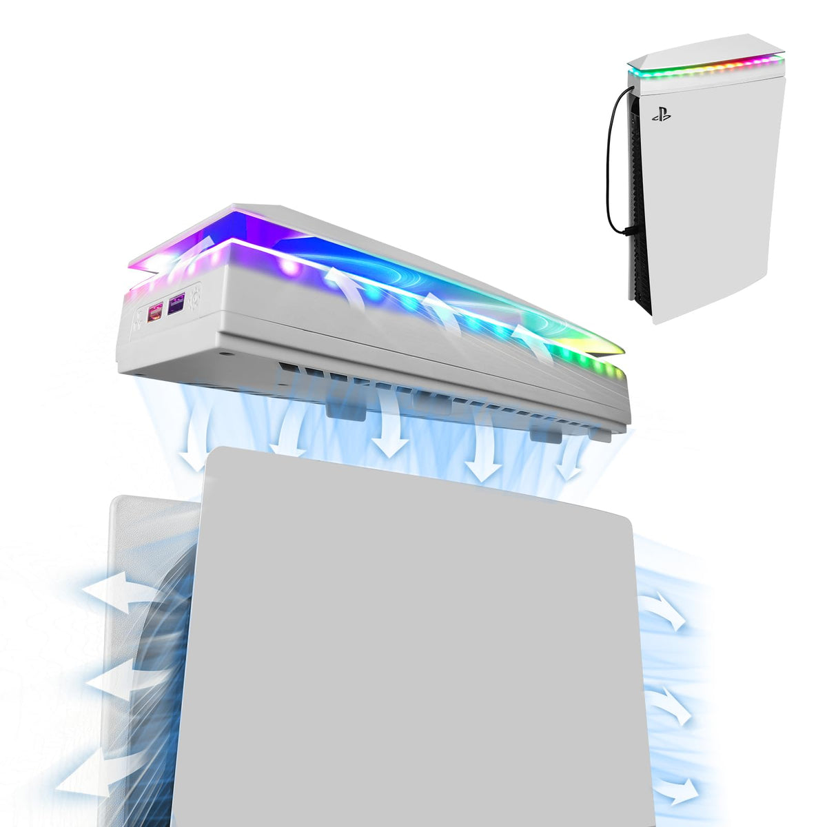 Console Cooling Fan with Dust Cover Colorful LED Light J892