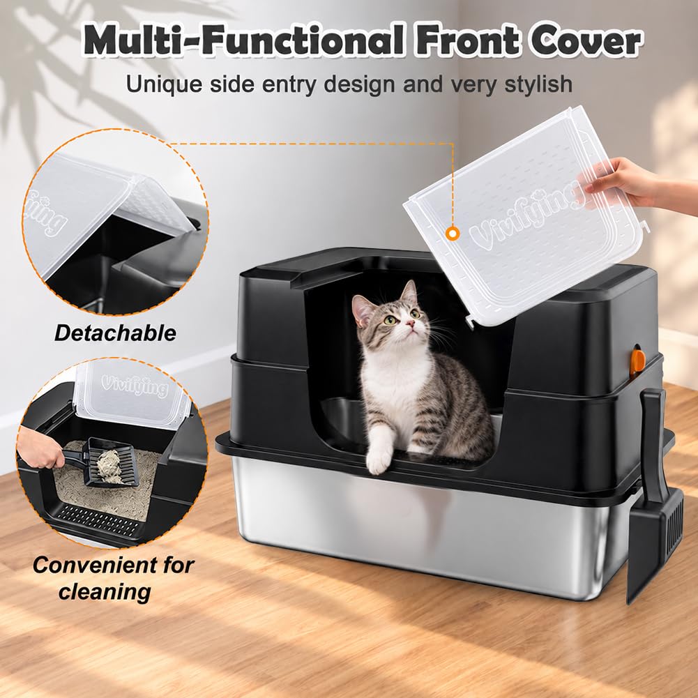 XL Stainless Steel Cat Litter Box with Lid N3052