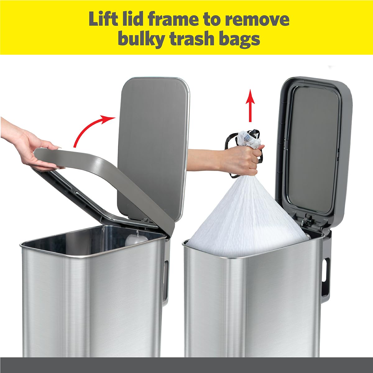 Narrow 12 Gallon Stainless Steel Step Trash Can with Soft Close Lid E823450