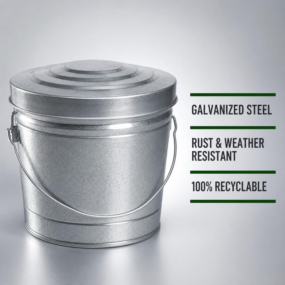 6 Gal Galvanized Steel Storage Can with Locking Lid J658982