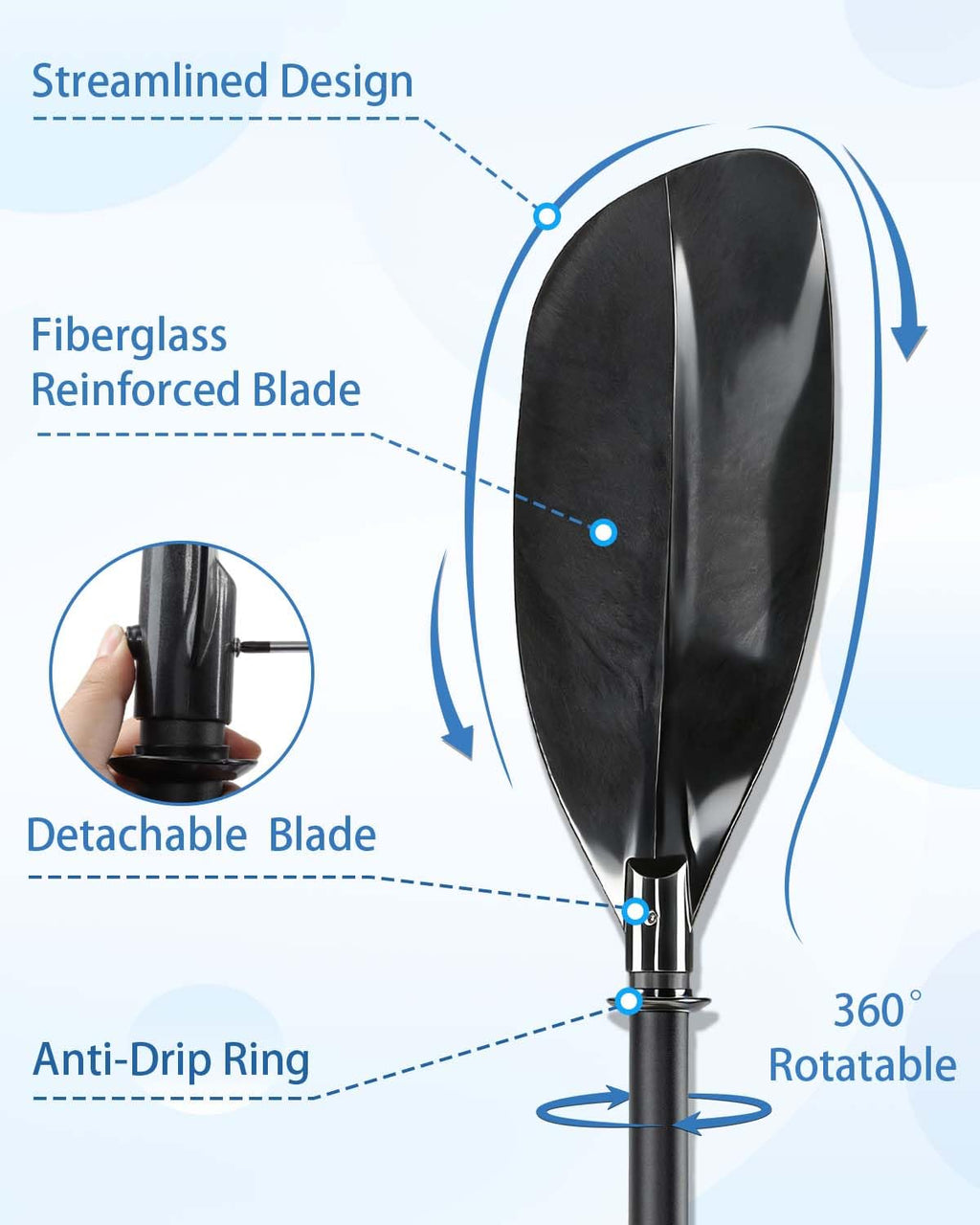 Adjustable Kayak Paddle 60-90" Stainless Steel G34860