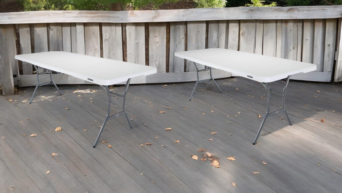 6-Foot Fold-in-Half Plastic Table, White Granite, 2 Pack L967635