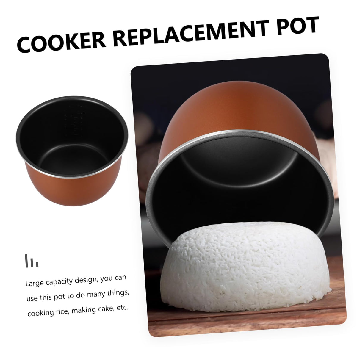 Non Stick Electric Cooker Inner Pot Aluminum Alloy Brown Y38597