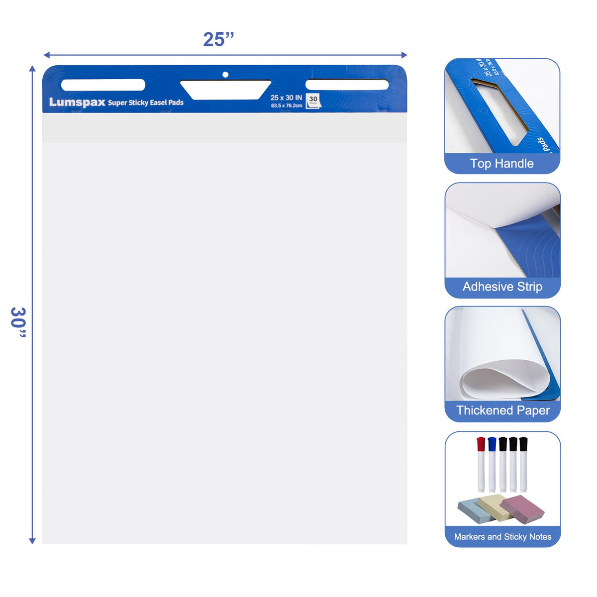 Bleedproof Self-Adhesive Easel Pads 25 x 30 Inches 3 Pads F473560