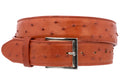 Mens Cognac Ostrich Quill Print Leather Western Cowboy Belt O8724