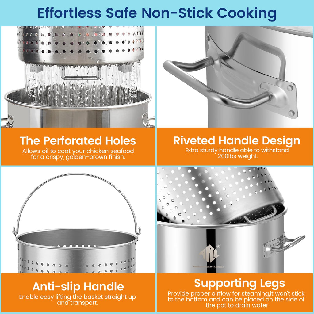64QT Stainless Steel Stockpot with Basket C2341