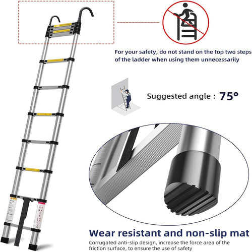 10.5ft Aluminum Telescoping Ladder 330 lbs Capacity J1484