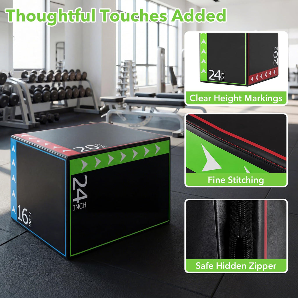 3-in-1 Foam Plyometric Jump Box with Non-Slip Cover U9692