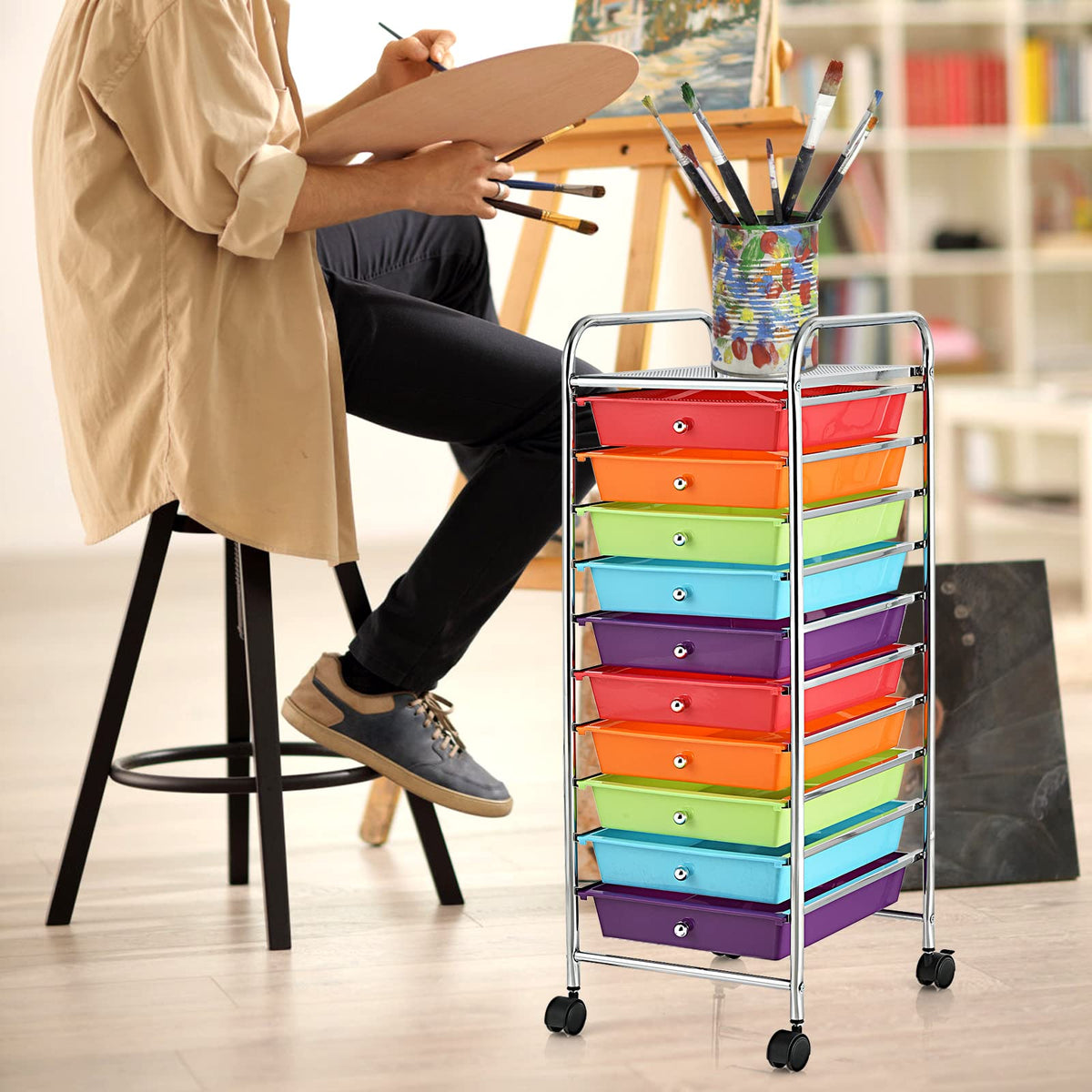 10 Drawer Rolling Storage Cart B107564