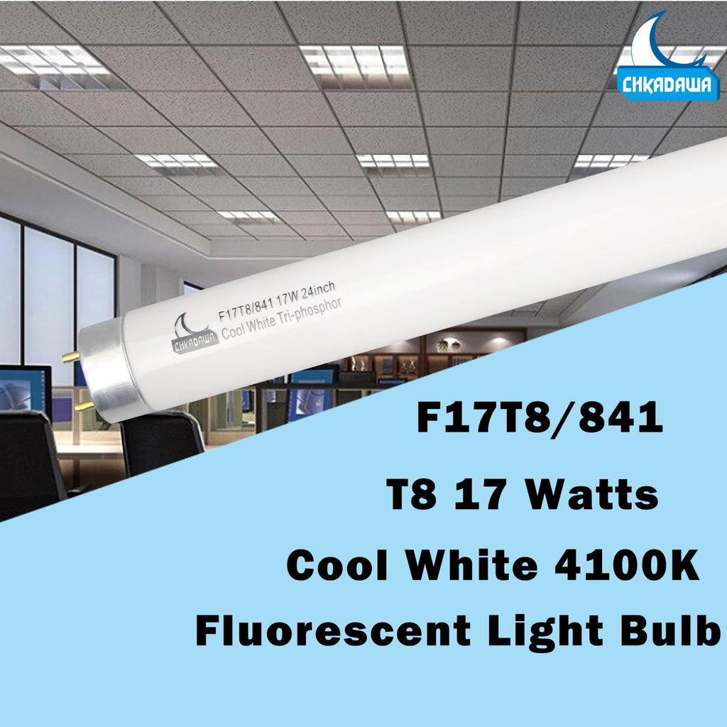24 Inch 2 Ft T8 17W Cool White 4100K Fluorescent Tube 6 Pack Z5556