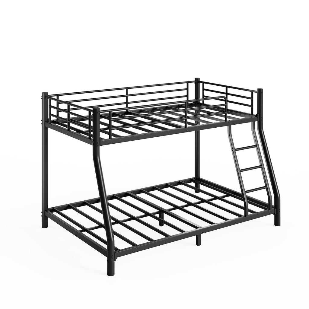 Twin Over Full Metal Bunk Bed with Guardrail and Ladder N5975