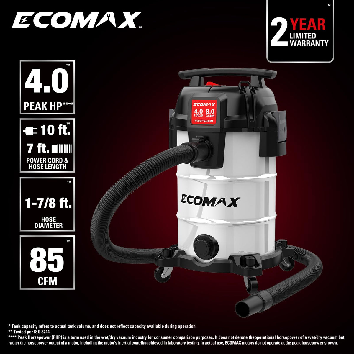 8 Gallon Stainless Steel Wet and Dry Shop Vacuum F573145